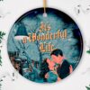 Elegant Retro Winter Night It’s a Wonderful Life Christmas Scene Ornament, Bedford Falls 1946