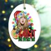 Iconic Miss Saint Nick Bohemian Christmas Ornament, Poetic Guitarist Feminine Rock Theme