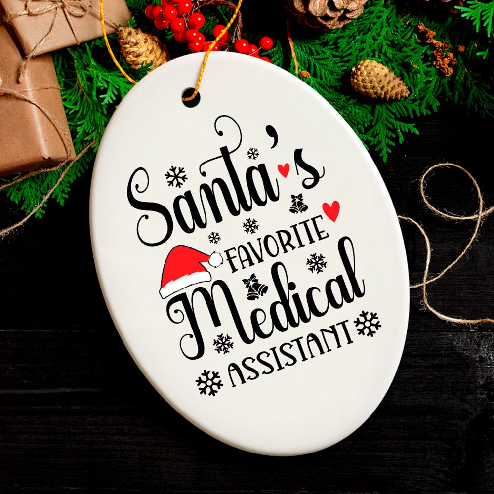 FORPRODUCTSanta_sFavoriteMedicalAssistantChristmasOrnament_AdministrativeGift_Nursing_andMore3DRealisticWhiteOrnamentMockup-6.jpg
