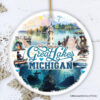 Artistic Great Lakes Michigan State Ornament, Ceramic Landscapes and Travel Souvenir and Gift